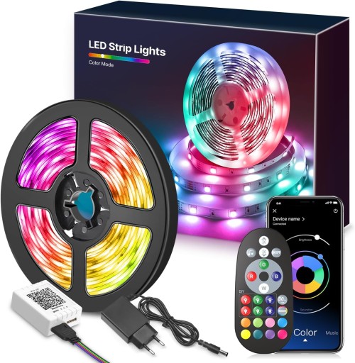 Taśma LED- Bluetooth - APLIKACJA - PILOT - TIMER - 15M RGB