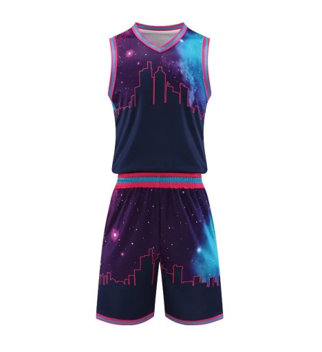 Healthvictor Night Printed Basketball Tank Top Shorts Sets