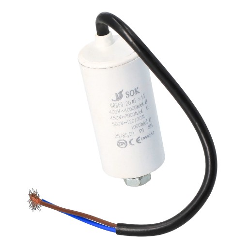 KONDENSATOR ROZRUCHOWY 20uF CBB60 400-500V PRZEWÓD KABEL