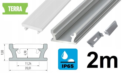 PROFIL LED TERRA WODOODPORNY IP65 ZESTAW ZEWNĘTRZNY / WEWNĘTRZNY ŁAZIENKA