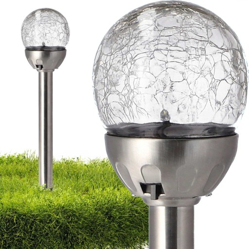 Lampa solarna LED ogrodowa nowoczesna srebrna