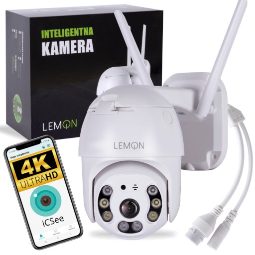 KAMERA WIFI ZEWNĘTRZNA OBROTOWA ALARM ZOOM 8mpx IP MONITORING 4K DETEKCJA