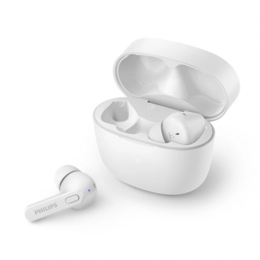 SŁUCHAWKI BEZPRZEWODOWE DOUSZNE PHILIPS TAT2206WT ZESTAW + ETUI ŁADUJĄCE
