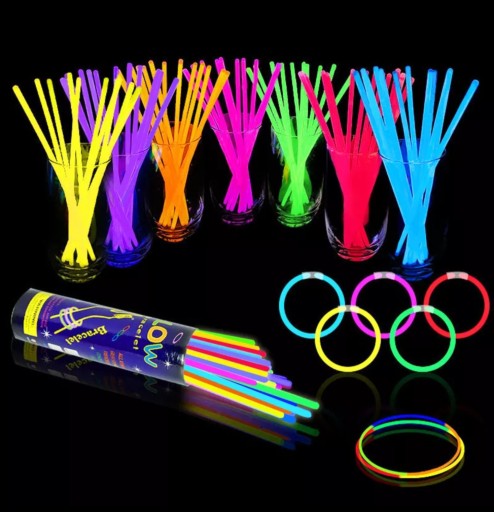 PAŁECZKI OPASKI ŚWIECĄCE FLUORESCENCYJNE 100 szt