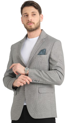 MARYNARKA MĘSKA WIZYTOWA ELEGANCKA BIZNESOWA CASUAL SZARY MELANŻ TURECKA 50