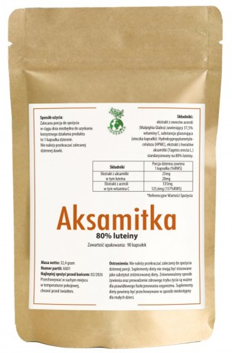 Biogeneza AKSAMITKA EKSTRAKT LUTEINA 20mg Acerola Witamina C WZROK Oczy