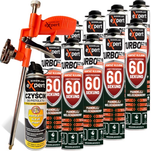 PIANOKLEJ 60 SEKUND do styropianu EPS XPS PISTOLET CZYŚCIK DO PIAN MONTAŻ