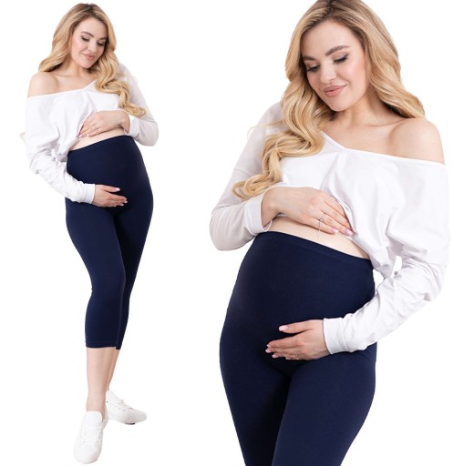 LEGGINSY CIĄŻOWE RYBACZKI Z PANELEM SPODNIE L