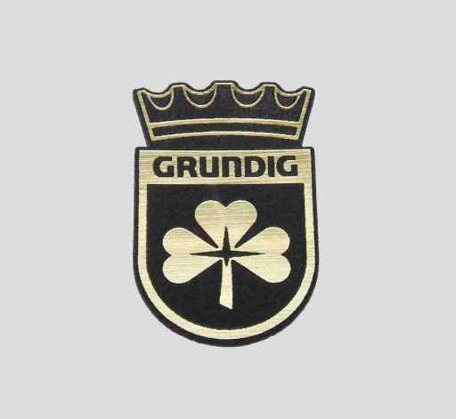 GRUNDIG naklejka emblemat 40 x 60 mm *ZŁOTA