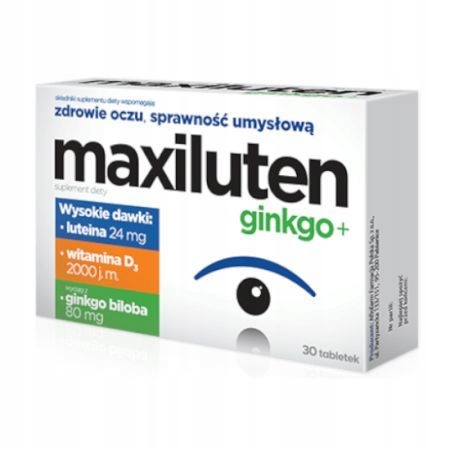 MAXILUTEN GINKGO+, wzrok, koncentracja i pamięć, 30 tabletek, Aflofarm