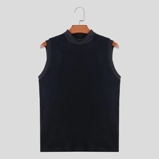 2024 Men's Tank Tops Knitted Solid Color Turtlenec