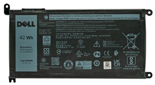 NOWA ORYGINALNA BATERIA DELL WDX0R 42Wh 3C 3CRH3