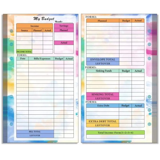 A6 Budget Refill 85 Sheets Weekly Monthly Planner Inserts Financial for A6
