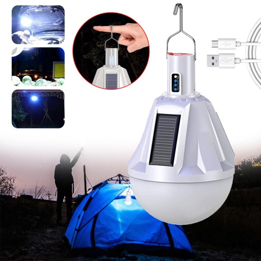 ŻARÓWEK SOLARNYCH, SOLARNA LAMPA KEMPINGOWA LED, PRZENOŚNA ŻARÓWKA +USB