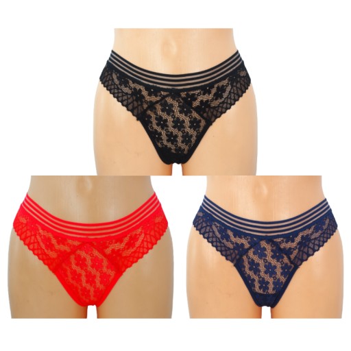 3 x STRINGI DAMSKIE MIX KOLORÓW L