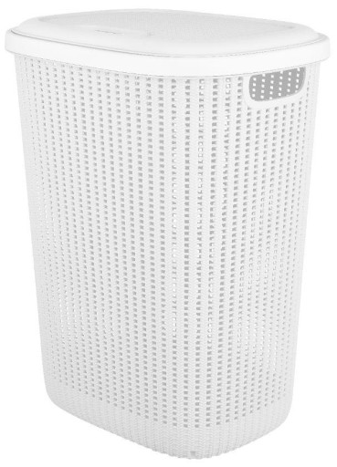 KOSZ NA BIELIZNĘ RATTAN 57L BIAŁY