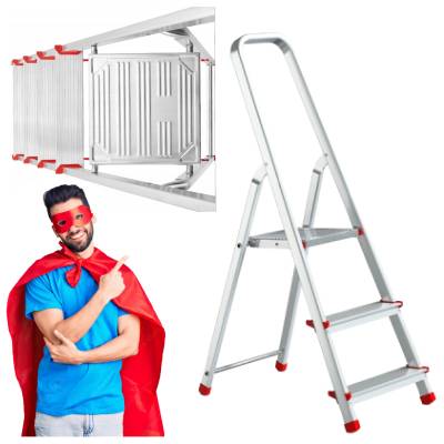 DRABINA 3 STOPNIOWA ALUMINIOWA SKŁADANA DOMOWA PODEST TABORET DRABINKA