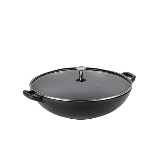 WOK ŻELIWNY z pokrywą 36 cm KELA czarny