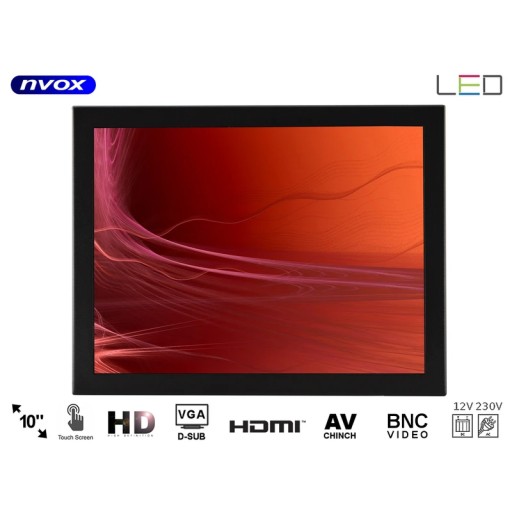 Monitor dotykowy open frame led 10cali vga hdmi usb bnc av 12v 230v