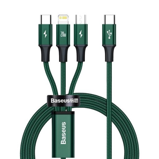 BASEUS KABEL 3W1 USB-C DO LIGHTNING TYPE-C MICRO PRZEWÓD 20W PD 3.5A 1.5M