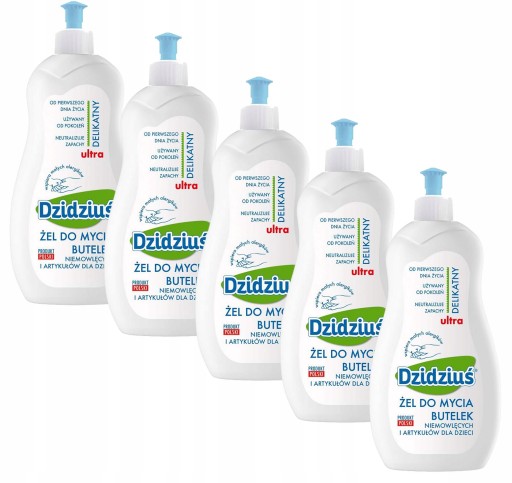 DZIDZIUŚ DELIKATNY PŁYN ŻEL MYCIA BUTELEK i AKCESORIÓW NIEMOWLĘCYCH 500ML