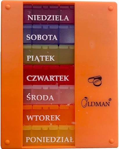POJEMNIK ORGANIZER NA LEKI LEKARSTWA PIGUŁKI OLDMAN KASETKA 7 dni 4 pory