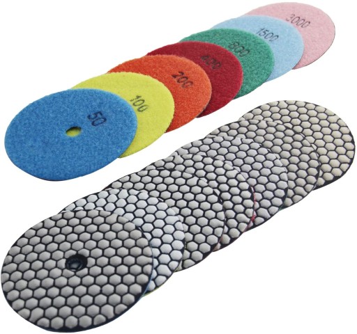 TARCZE DIAMENTOWE DO POLEROWANIA KAMIENIA GRESU NA SUCHO 125mm KOMPLET