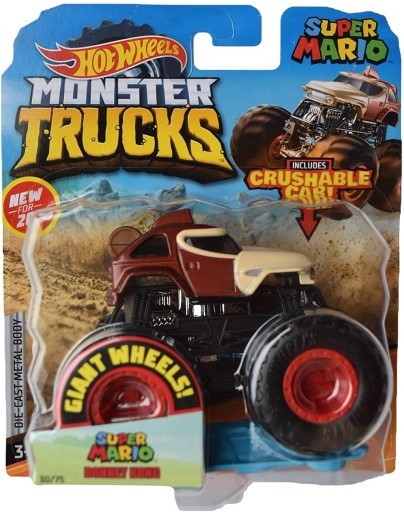 SUPER MARIO DONKEY KONG Auta 1:64 Monster Trucks