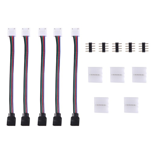 1 ZESTAW ZŁĄCZA TAŚMY OŚWIETLENIA LED RGB 4-PINOWA ZWROTKA TAŚMY LED 10 MM PASEK DO PO