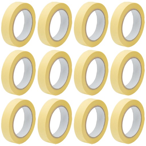 12x TAŚMA MASKUJĄCA PAPIEROWA 19MM 25M WYTRZYMAŁA TAŚMA LAKIERNICZA GP