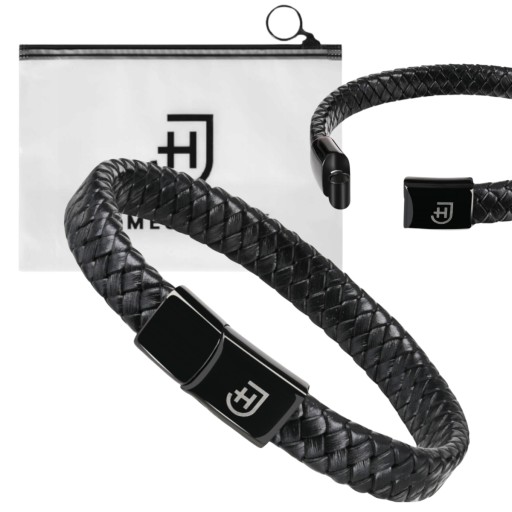 James Hawk Leather Bracelet Męska bransoletka skórzana Czarna + GRATIS