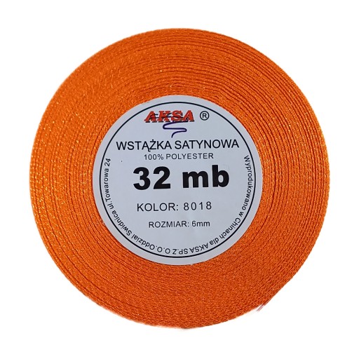 Wstążka satynowa 6mm Kolor POMARAŃCZOWY 8018
