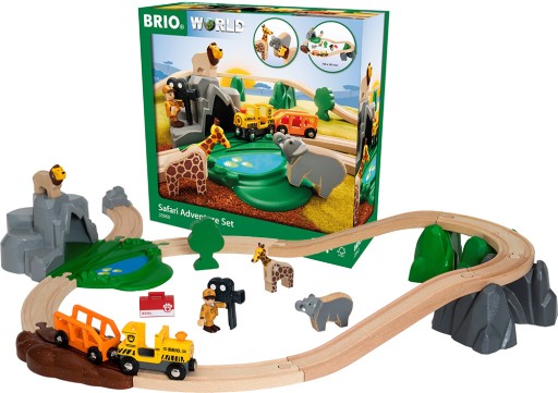 BRIO DUŻY ZESTAW SAFARI DREWNIANA KOLEJKA FIGURKA ZWIERZĘTA + AKC 33960
