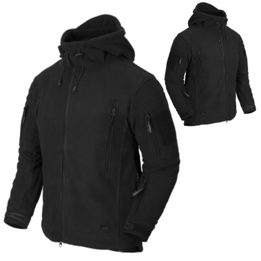 BLUZA MĘSKA POLAR KAPTUREM HELIKON PATRIOT ROZPINANA TERMICZNA CZARNA L