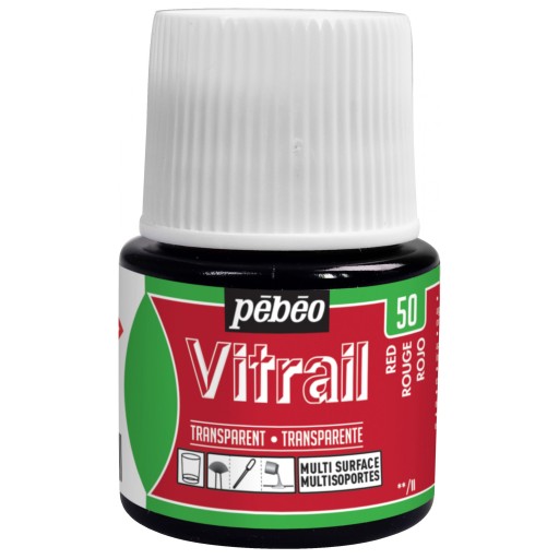 Farba do szkła Vitrail - Pébéo - Red, 45 ml