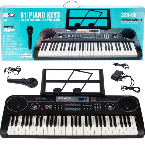 DUŻE ORGANY KEYBOARD Z MIKROFONEM INSTRUMENT 61 KLAWISZY