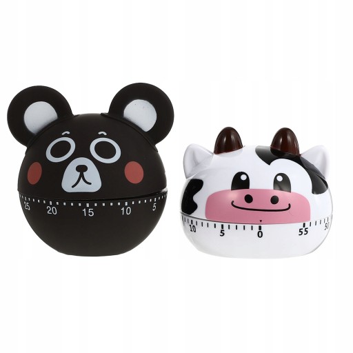 Kids Clock Timer Wind Up Kitchen Animal 2 Pcs