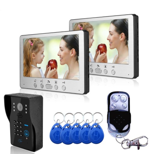 7-calowy ekran LCD z dwoma monitorami Wideodomofon Dzwonek do drzwi System telefoniczny Kod RFID