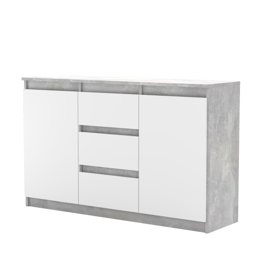 Komoda AGA 120CM BETON/BIAŁY MAT Pojemna Szafka 3 Szuflady MIX KOLORÓW