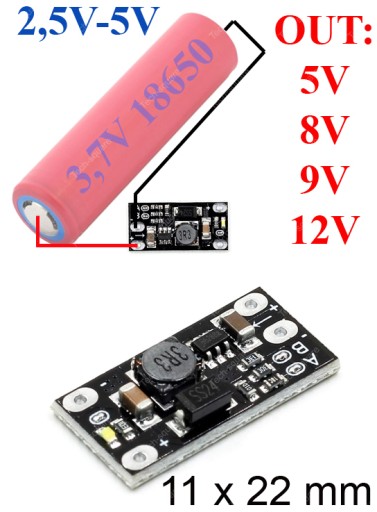 Moduł przetwornica step-up 2.5-5V do 5V/8V/9V/12V