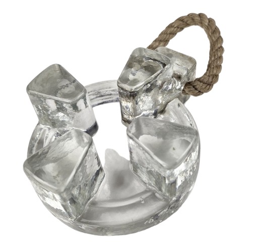 ŚWIECZNIK / PODGRZEWACZ TEALIGHT SZKŁO LODOWE VINTAGE