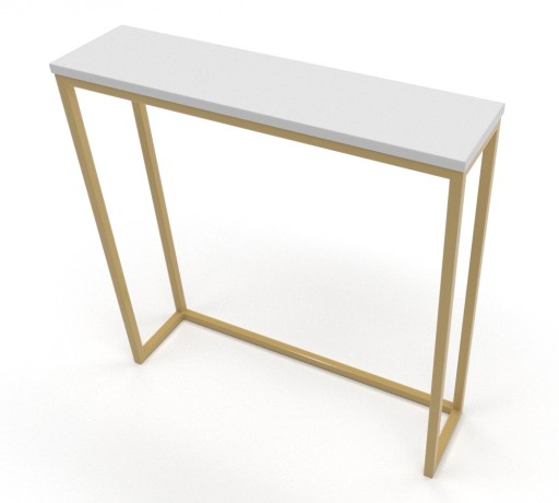 KONSOLA LOFT TOALETKA NOWOCZESNA 80x80x20 BIAŁY, ZŁOTY STELAŻ