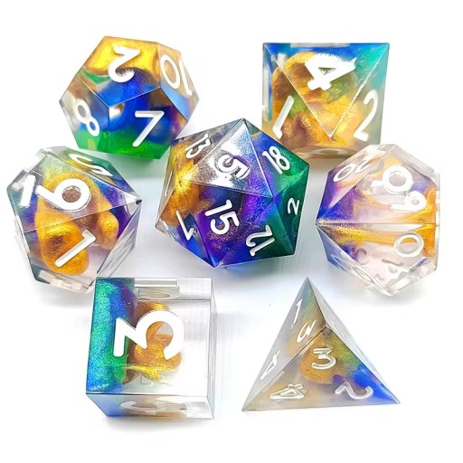 WERNISAŻ ZESTAW 7 EPOKSYDOWYCH KOSTEK KOŚCI RPG