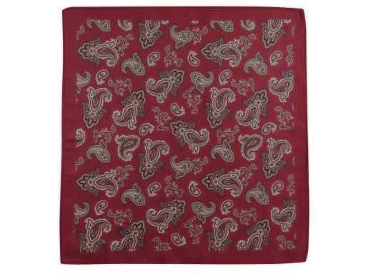 Bordowa/czerwona poszetka w paisley E348