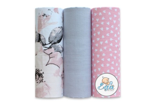 Pieluszki Muślinowe Pieluchy kolorowe 3-PACK PREMIUM - EGA KIDS