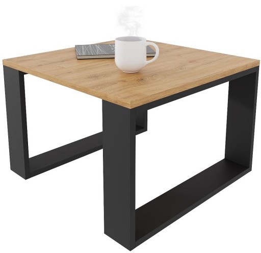 Stolik kawowy ława czarny/dąb do salonu loft
