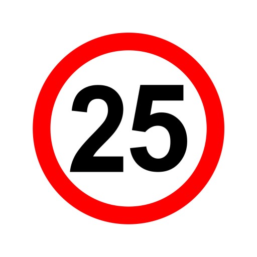 NAKLEJKA OGRANICZENIE PRĘDKOŚCI 25km ZNAK śr20 cm