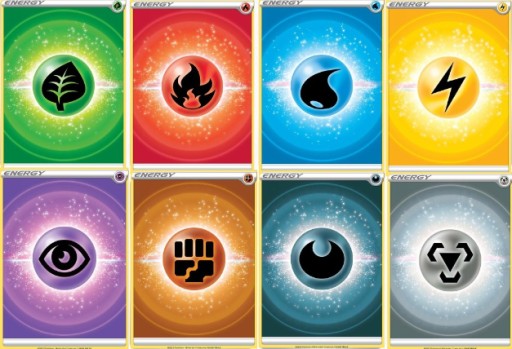 ZESTAW 8 ORYGINALNYCH KART ENERGII POKEMON - BRS