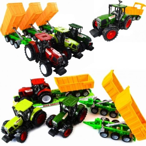 DUŻY TRAKTOR Z PRZYCZEPĄ WYWROTKA POJAZD ROLNICZY