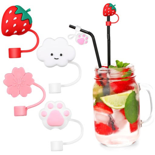 Lazy Straw Dust Cap Plug Cute Cup Tip 4 szt
